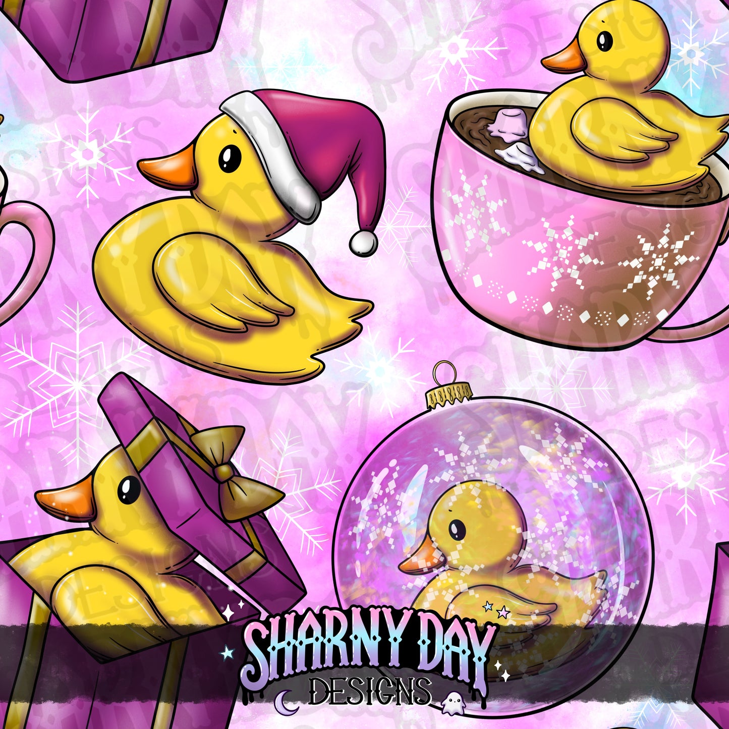 Holiday Rubber Ducks - Exclusive Seamless Pattern Design