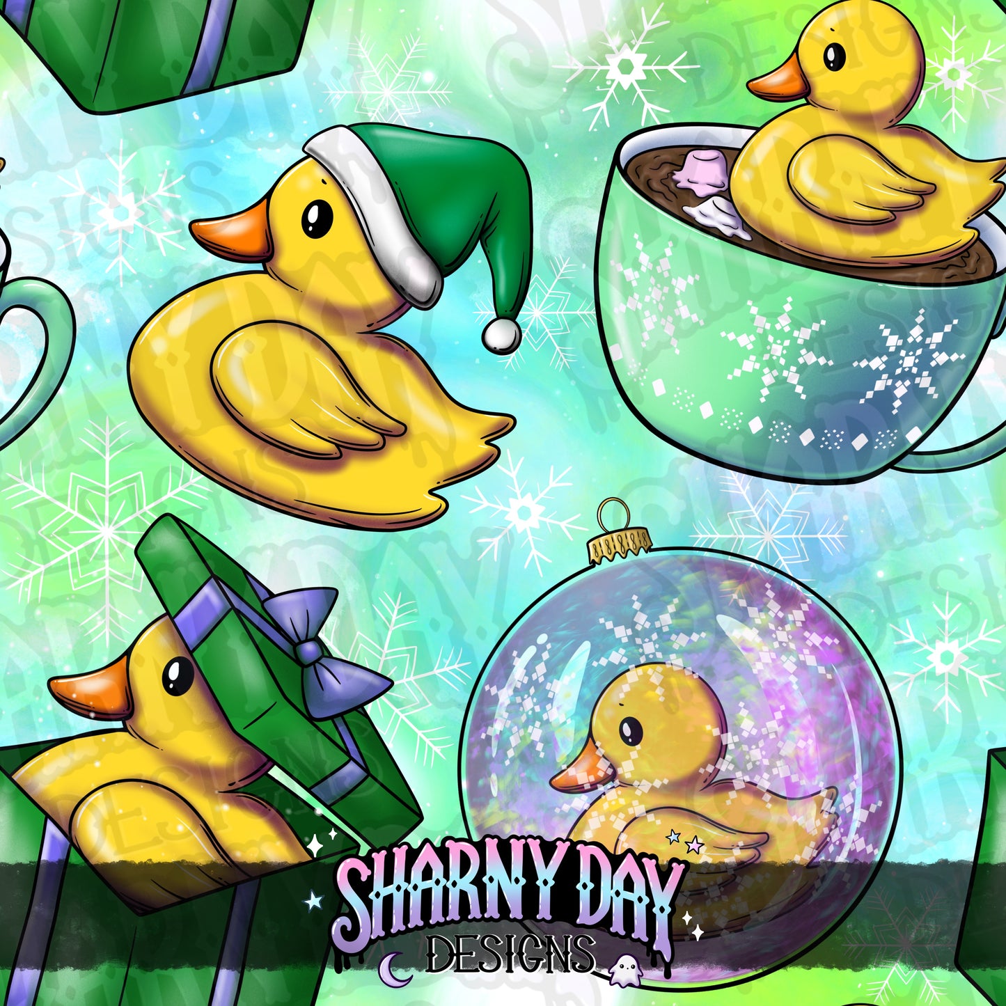Holiday Rubber Ducks - Exclusive Seamless Pattern Design