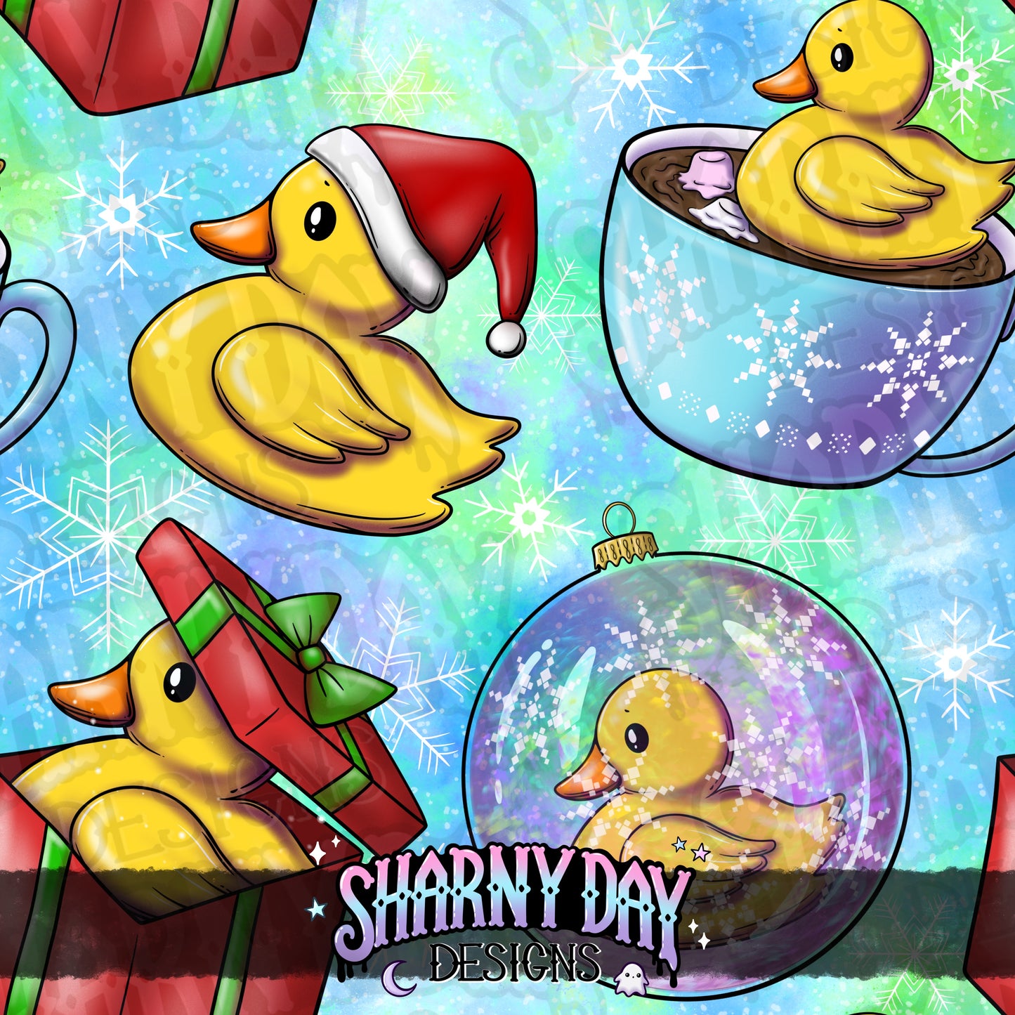Holiday Rubber Ducks - Exclusive Seamless Pattern Design