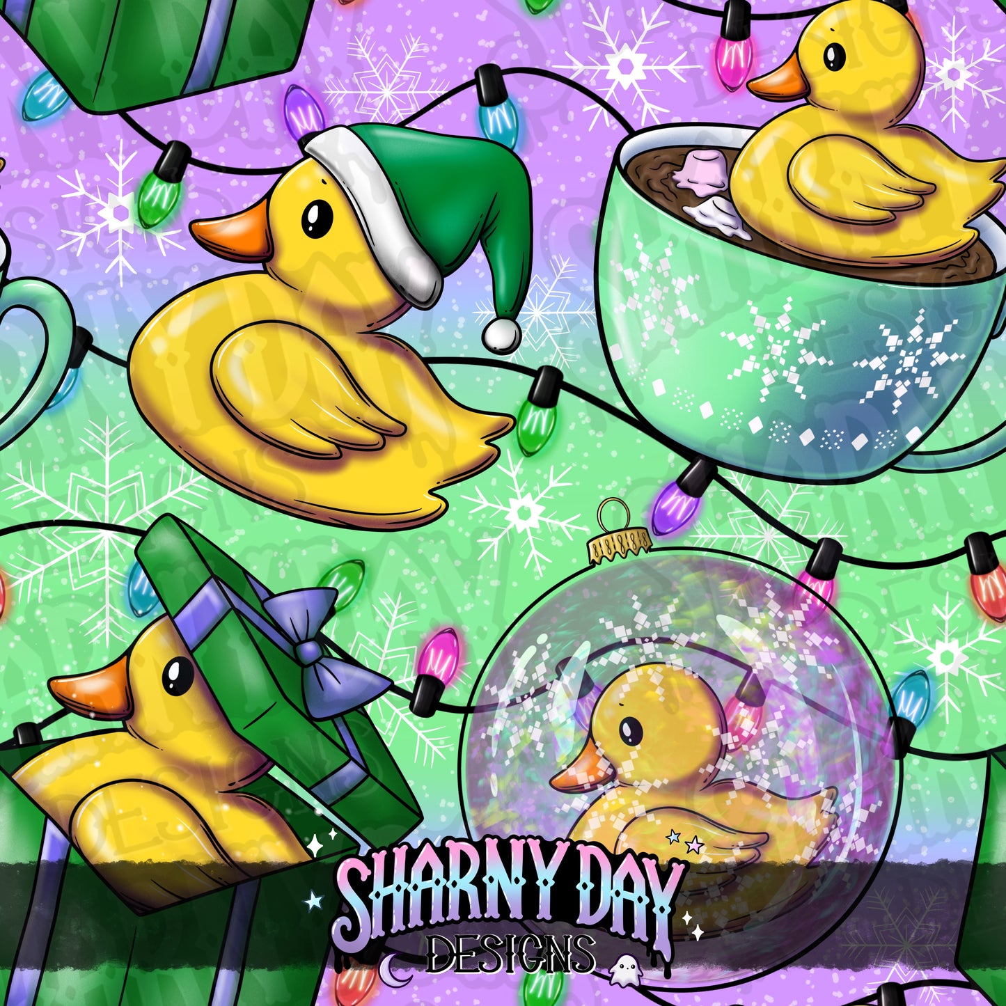 Holiday Rubber Ducks - Exclusive Seamless Pattern Design